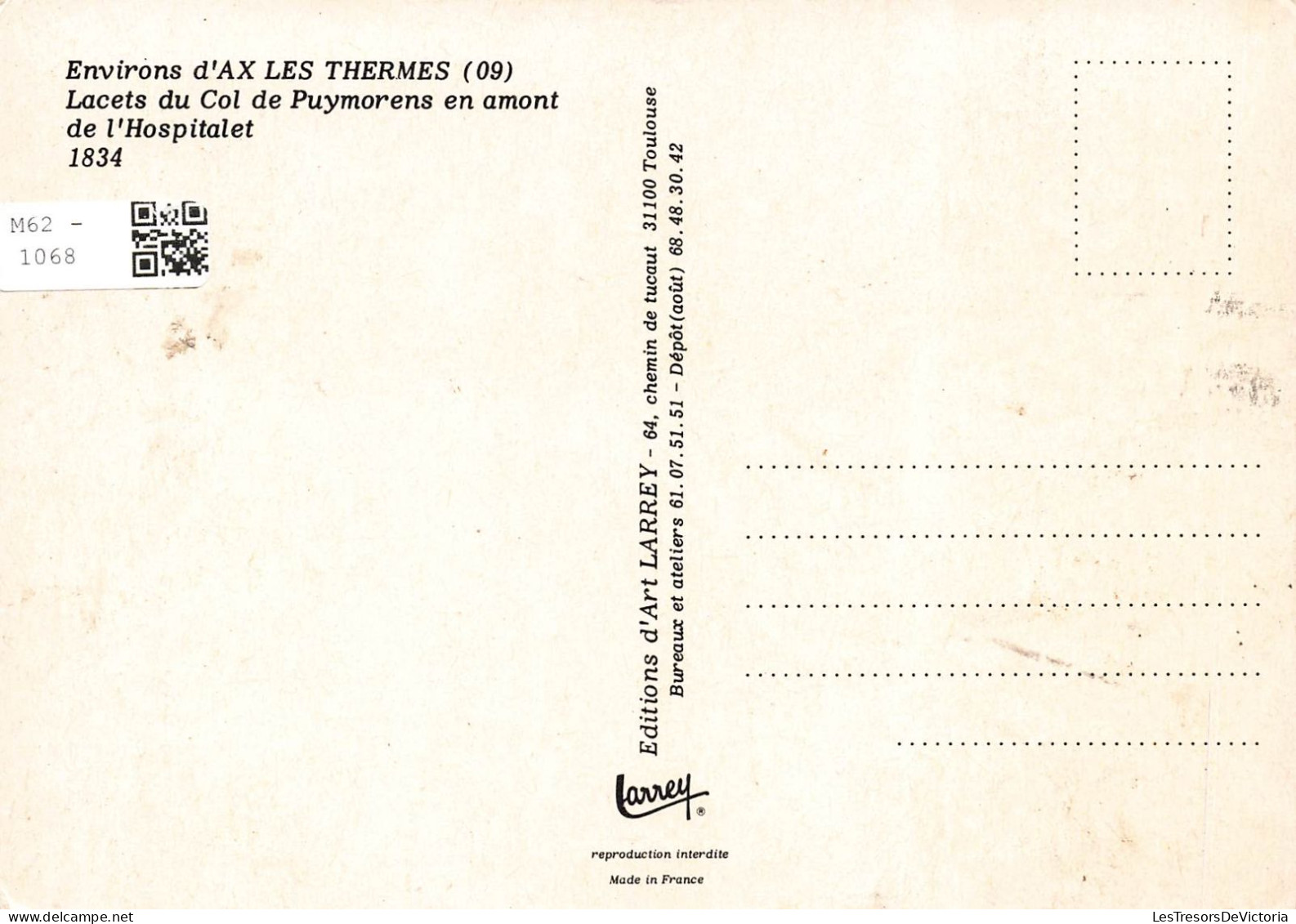 FRANCE - Environs D'Ax Les Thermes - Lacets Du Col De Puymorens En Amont De L'Hospitalet - Carte Postale Ancienne - Ax Les Thermes
