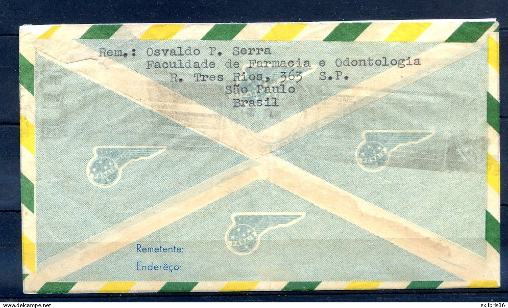 060524  LETTRE POSTE AERIENNE  BRESIL A FRANCE EN 1952 - 1927-1959 Brieven & Documenten