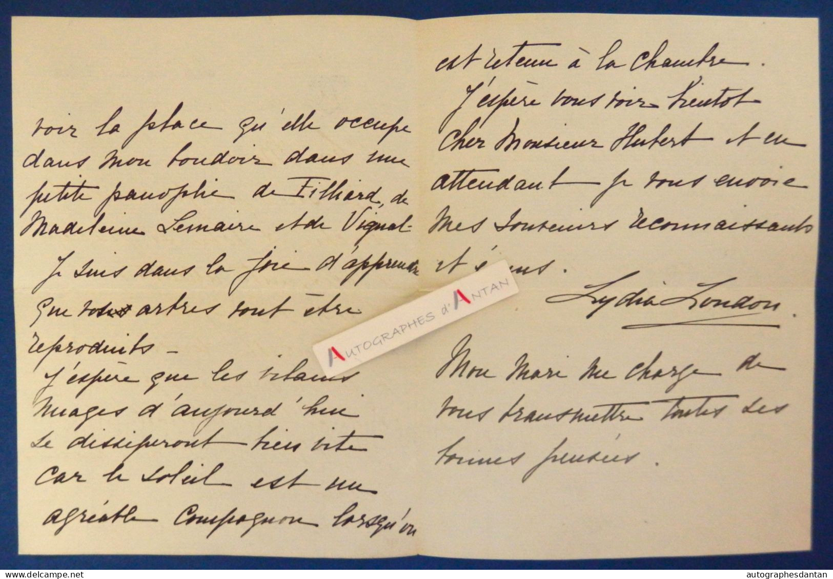 ● L.A.S Lydia LOUDON 85 Rue De Grenelle Hôtel D'Avaray Cantatrice Née La Nouvelle Orléans Madeleine Lemaire Lettre - Sänger Und Musiker