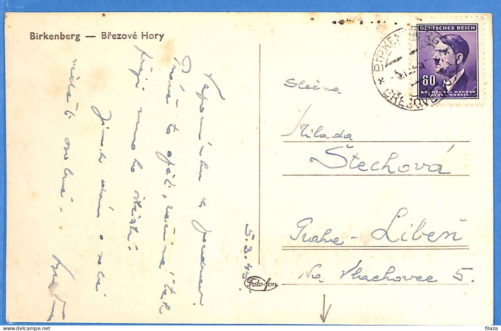 Böhmen Und Mähren 1945 - Carte Postale De Birkenberg - G34605 - Storia Postale