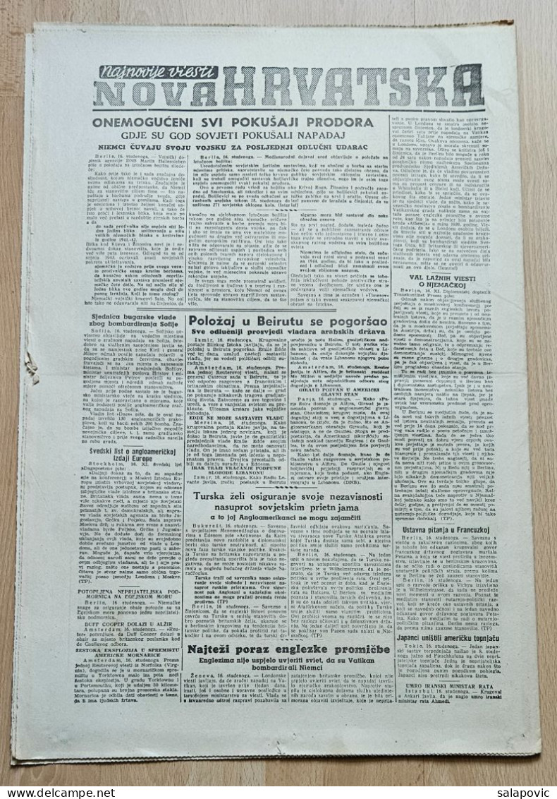 Nova Hrvatska 1943 Br. 269 NDH Croatia Ustasa Newspaper - Autres & Non Classés