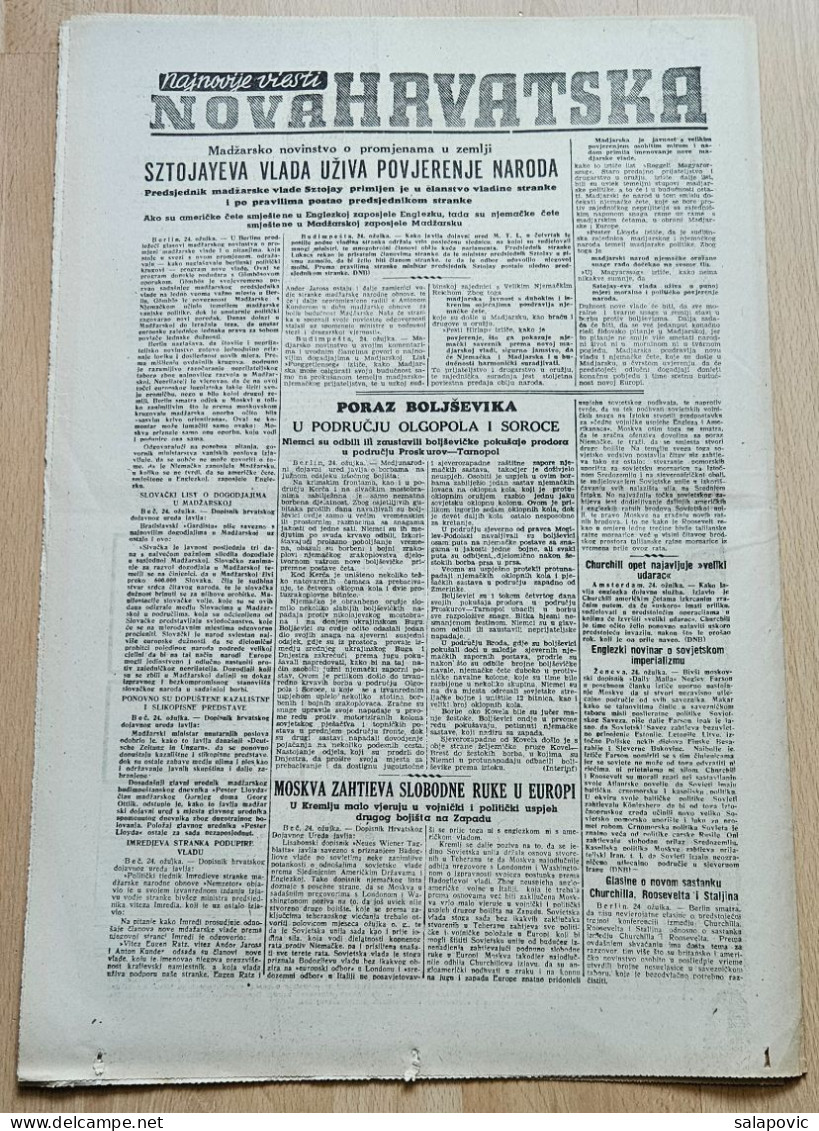 Nova Hrvatska 1944 Br. 72 NDH Croatia Ustasa Newspaper, Rab Ociscen Od Partizana - Autres & Non Classés