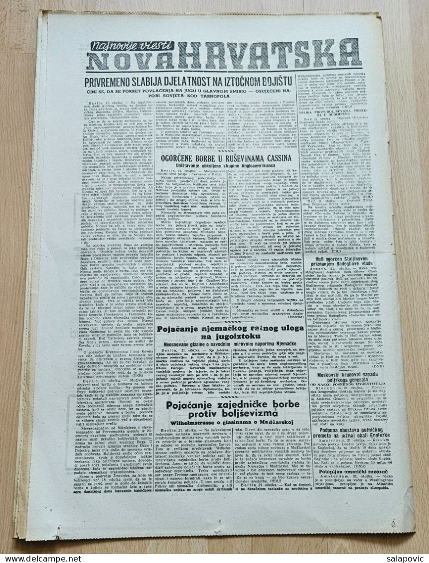 Nova Hrvatska 1944 Br. 69 NDH Croatia Ustasa Newspaper - Autres & Non Classés