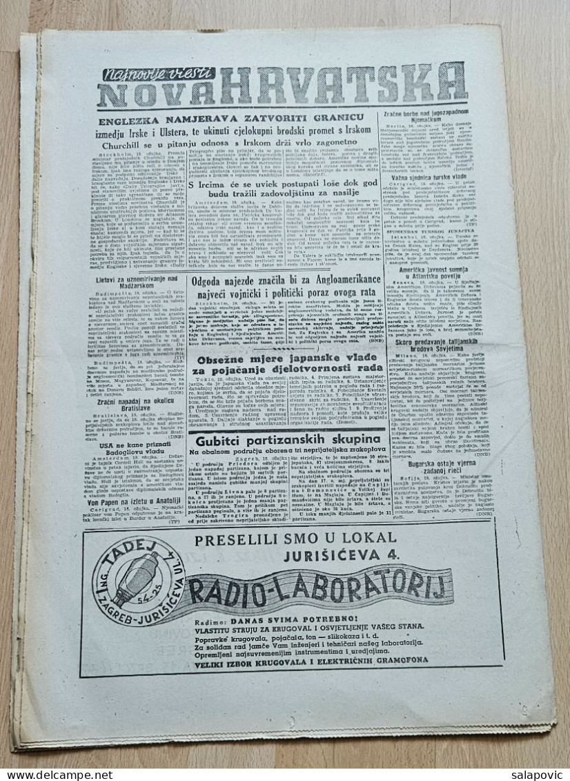 Nova Hrvatska 1944 Br. 67 NDH Croatia Ustasa Newspaper, Ante Pavelic U Zagorju - Sonstige & Ohne Zuordnung
