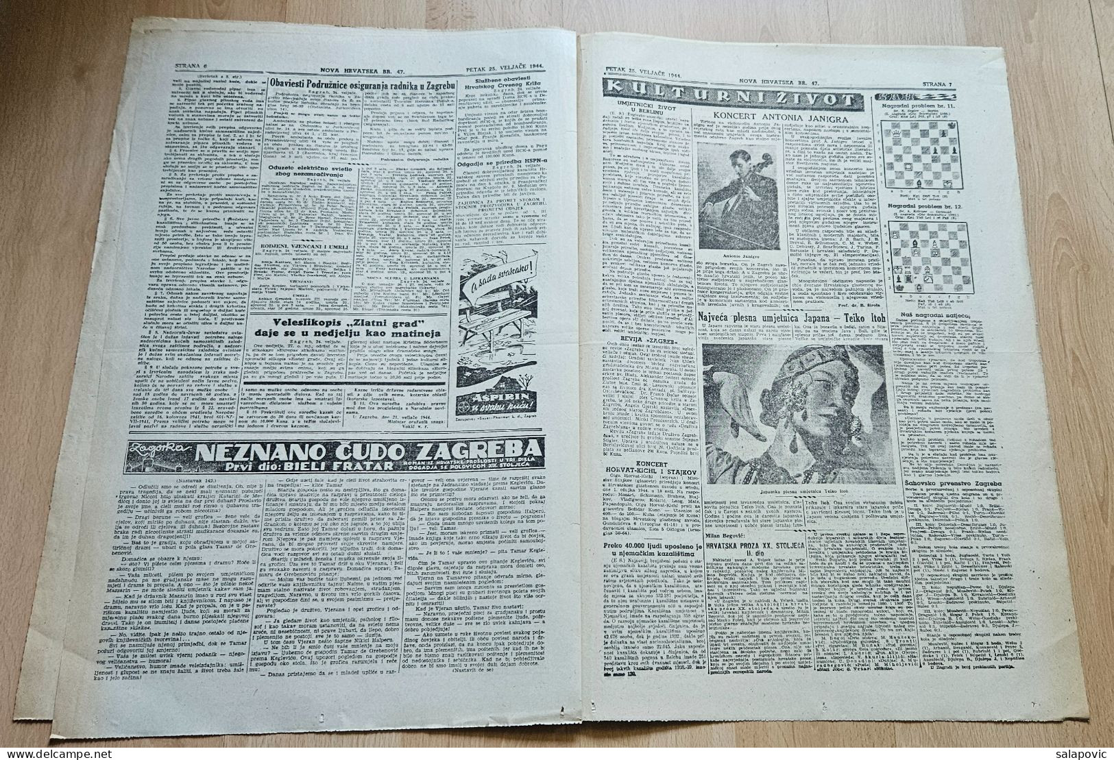 Nova Hrvatska 1944 Br. 47 NDH Croatia Ustasa Newspaper, Poglavnik U Obilasku Zagreba - Otros & Sin Clasificación