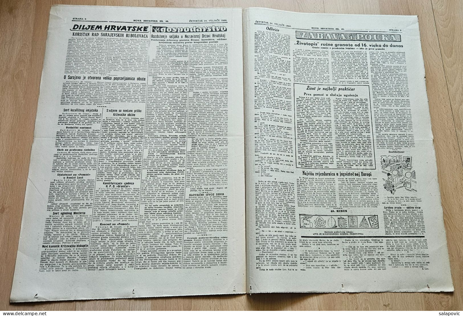 Nova Hrvatska 1944 Br. 46 NDH Croatia Ustasa Newspaper, Poglavnik Ante Pavelic U Obilasku Bombardovanih Djelova Zagreba - Other & Unclassified