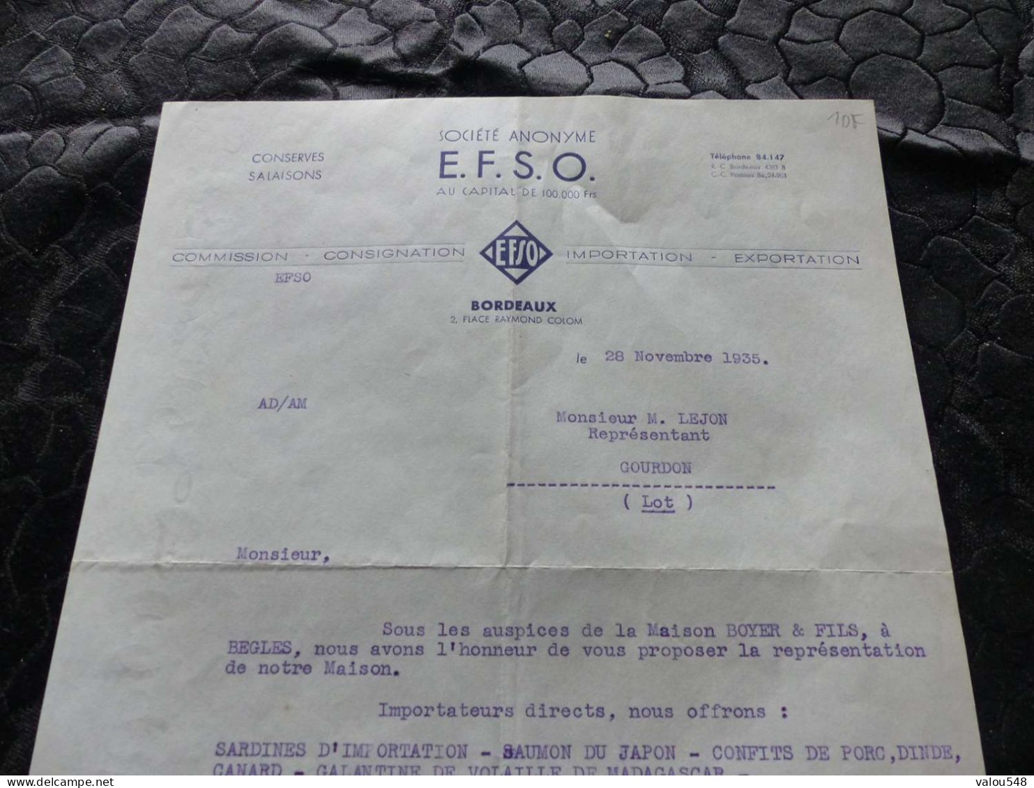 F-95 ,  BANQUE DUPONT , Siège Social à Valenciennes,  Porteur De Traite à Bordeaux, 1929 - Bank En Verzekering