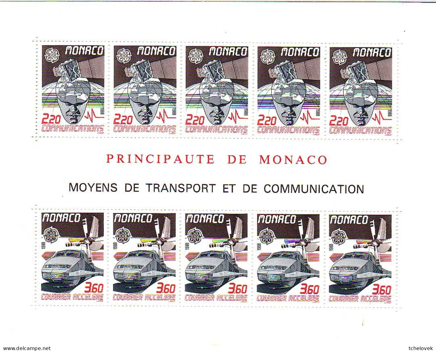 (Timbres). Monaco. YT Bloc 47. Transports Et Communication. Train TGV. Chemin De Fer. & YT Bloc 20 Les 4 Saisons - Blocks & Kleinbögen