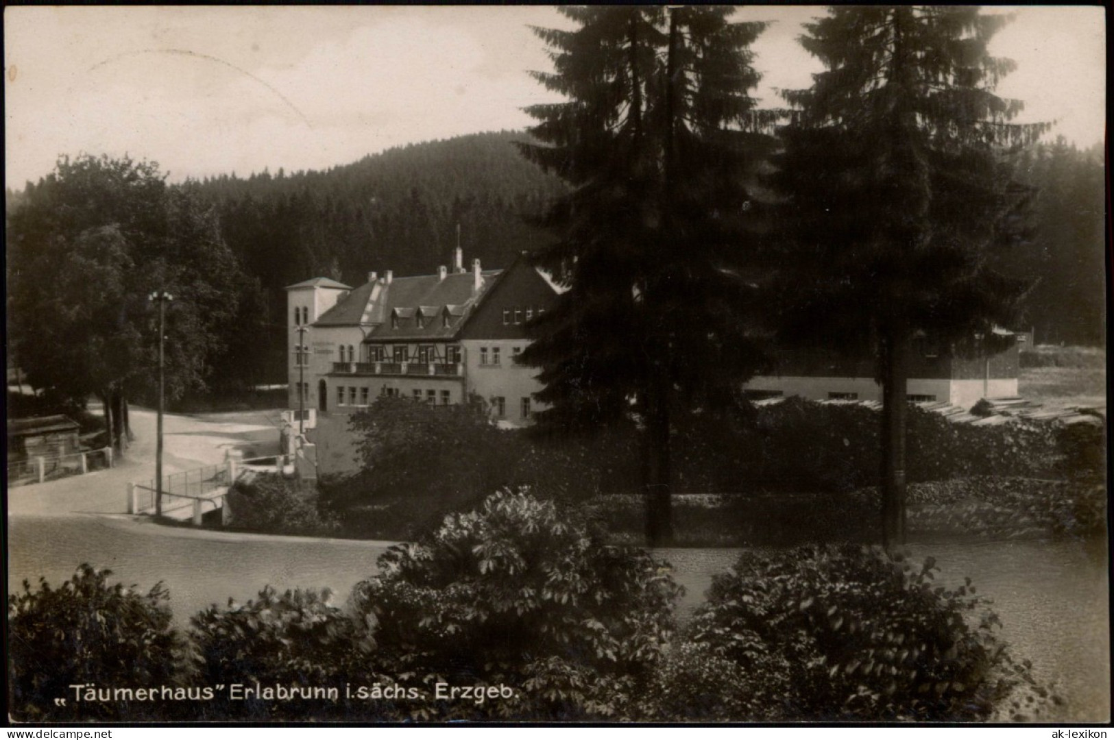 Erlabrunn-Breitenbrunn Erzgebirge Täumerhaus, Fotokarte 1927 Bahnpoststempel - Breitenbrunn