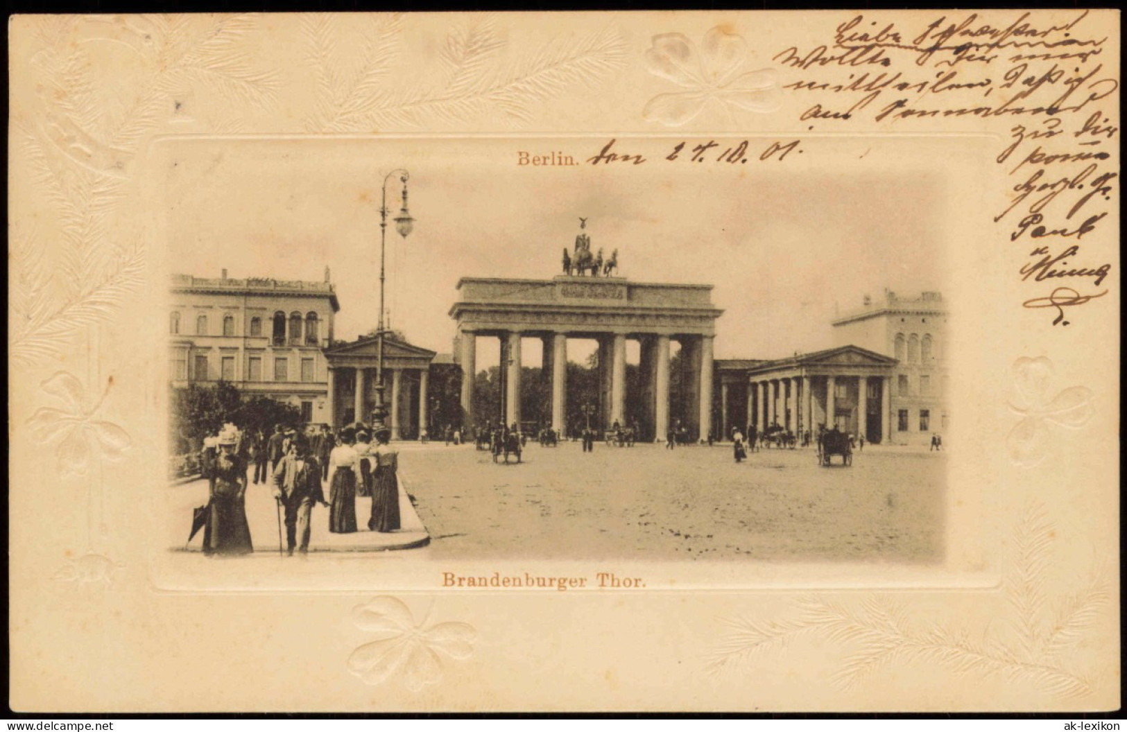 Ansichtskarte Mitte-Berlin Brandenburger Tor 1901 Prägekarte - Porta Di Brandeburgo