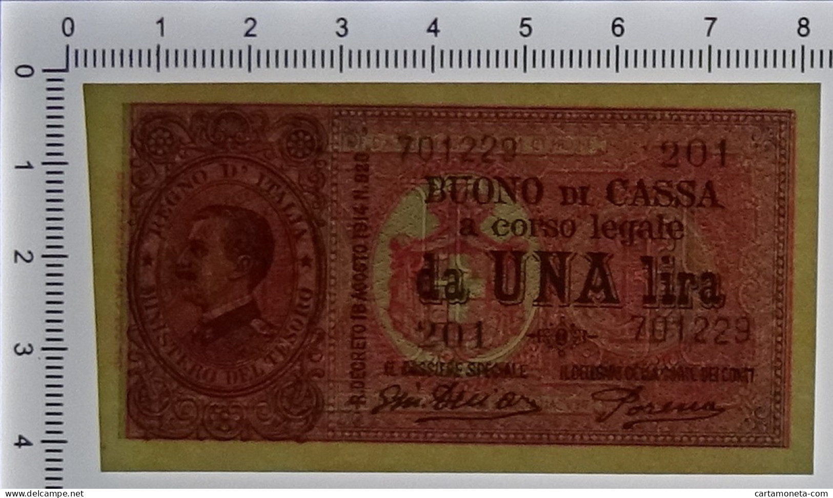 1 LIRA BUONO DI CASSA VITTORIO EMANUELE III PORENA LUGLIO 1921 FDS - Regno D'Italia - Altri