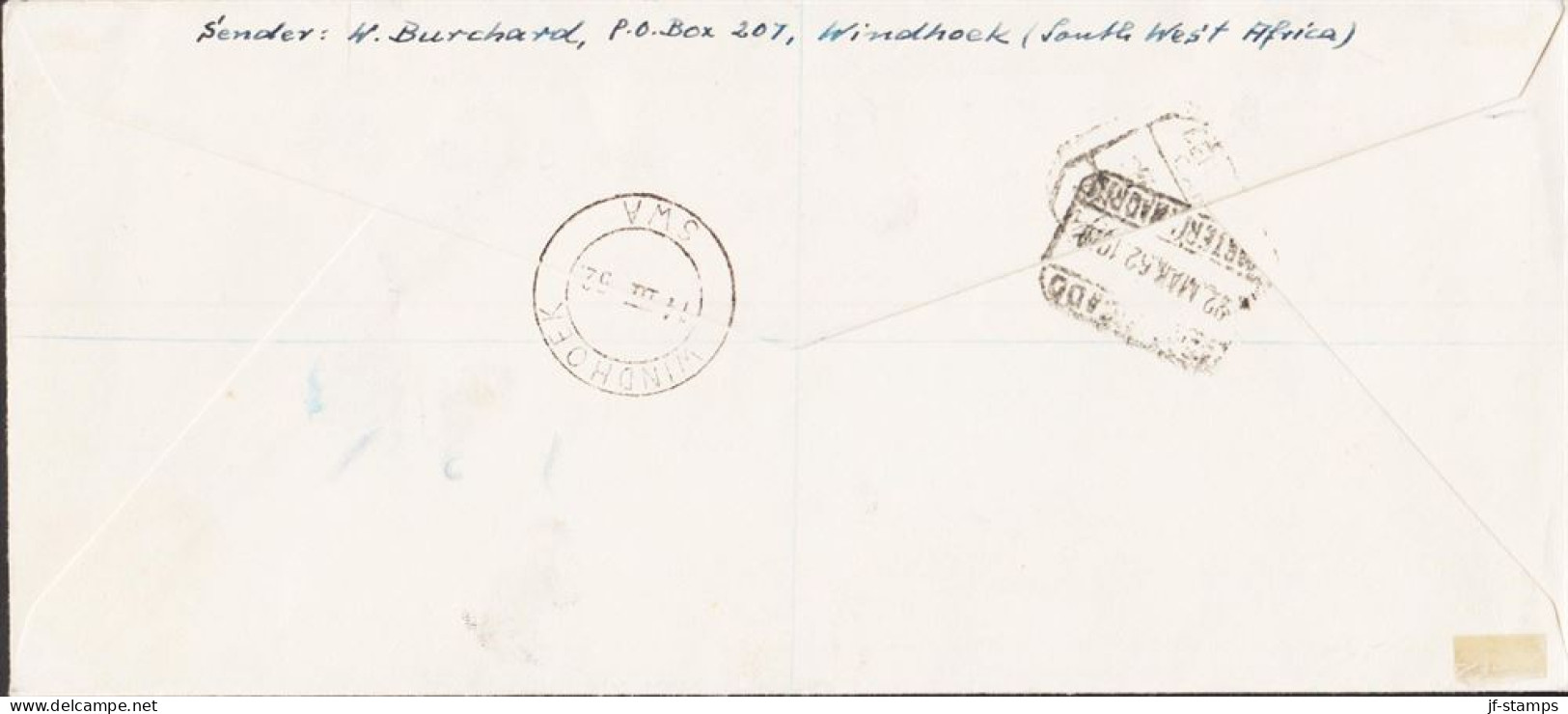 1952. SOUTH WEST AFRICA.  Complete Set Jan Van Riebeeck Overprinted SWA On Registered FDC... (Michel 269-273) - JF546581 - Africa Del Sud-Ovest (1923-1990)