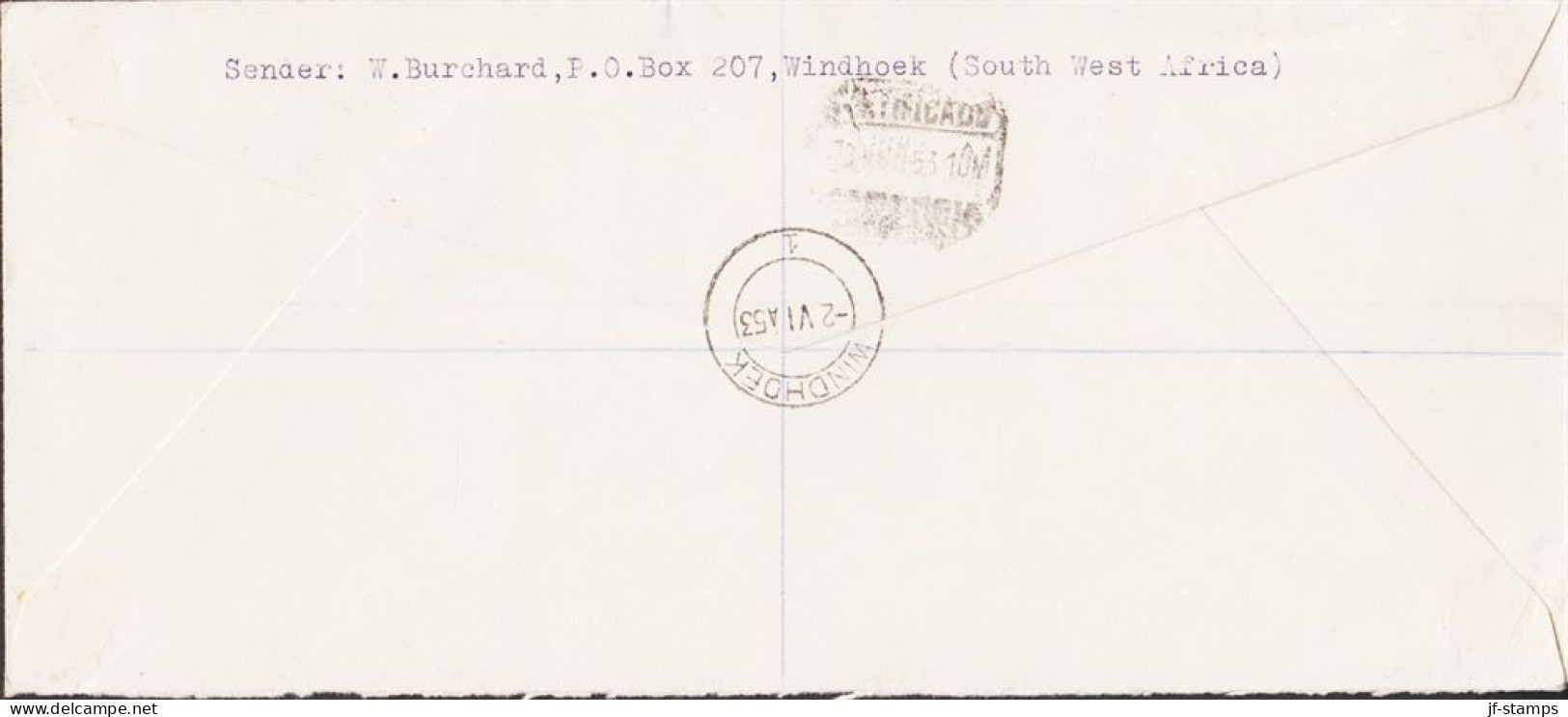 1953. SOUTH WEST AFRICA.  Complete Set Elizabeth Coronation On Registered FDC Cancelled W... (Michel 274-278) - JF546584 - Südwestafrika (1923-1990)