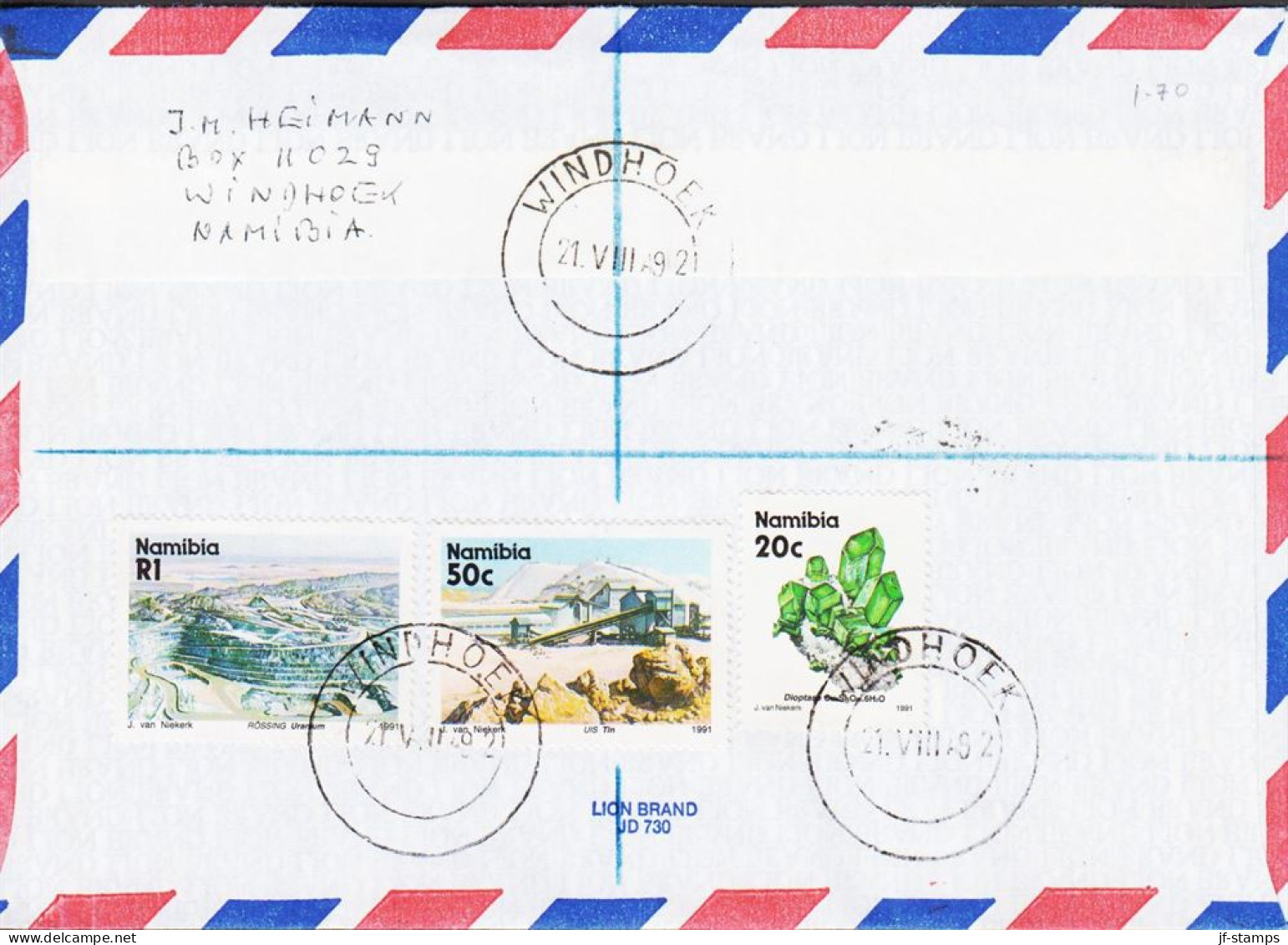 1992. SOUTH WEST AFRICA.  Very Interesting Registered AIRMAIL Cover To Hamburg, Germany With... (Michel 471+) - JF546622 - Südwestafrika (1923-1990)