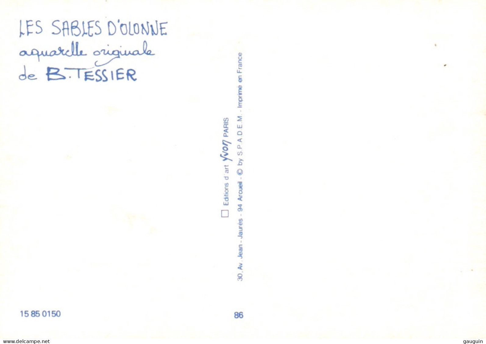 CPM - Illustration B.TESSIER - Aquarelle - SABLES D'OLONNE Le Fort St Nicolas - Edition Yvon - Pays De La Loire