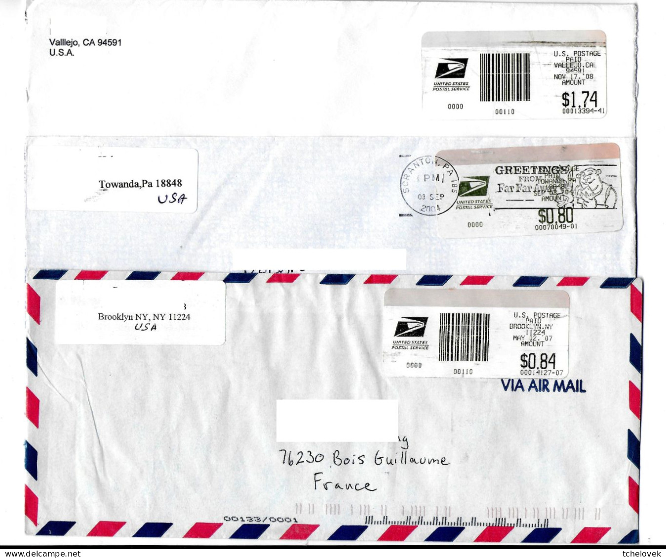 (Timbres). Letter Cover USA To France USPS 17.10.2007 & Lot N°1 - Storia Postale