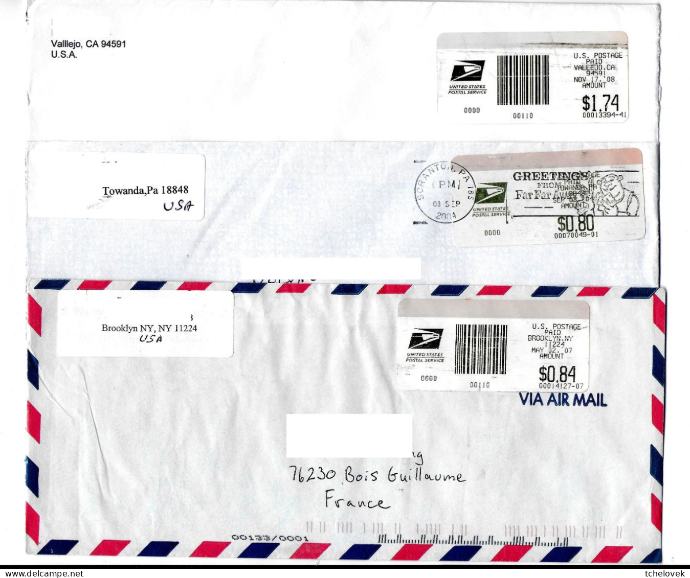 (Timbres). Letter Cover USA To France USPS 17.10.2007 & Lot N°1 - Briefe U. Dokumente