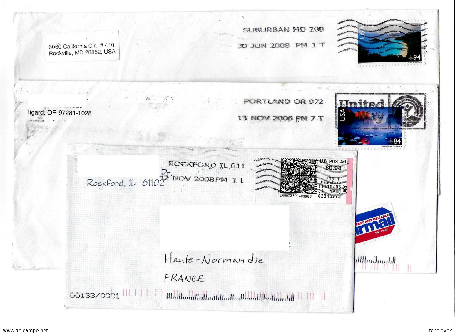(Timbres). Letter Cover USA To France USPS 17.10.2007 & Lot N°1 - Briefe U. Dokumente