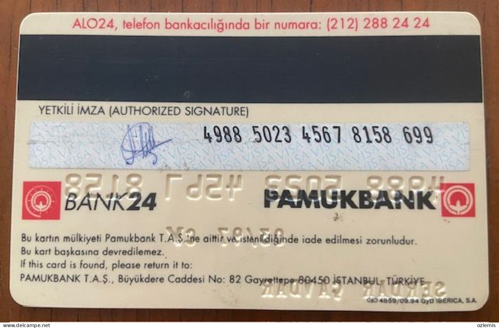 TURKEY,TURKEI,TURQUIE ,PAMUKBANK ,BANK,VISA ,CARD - Tarjetas De Crédito (caducidad Min 10 Años)