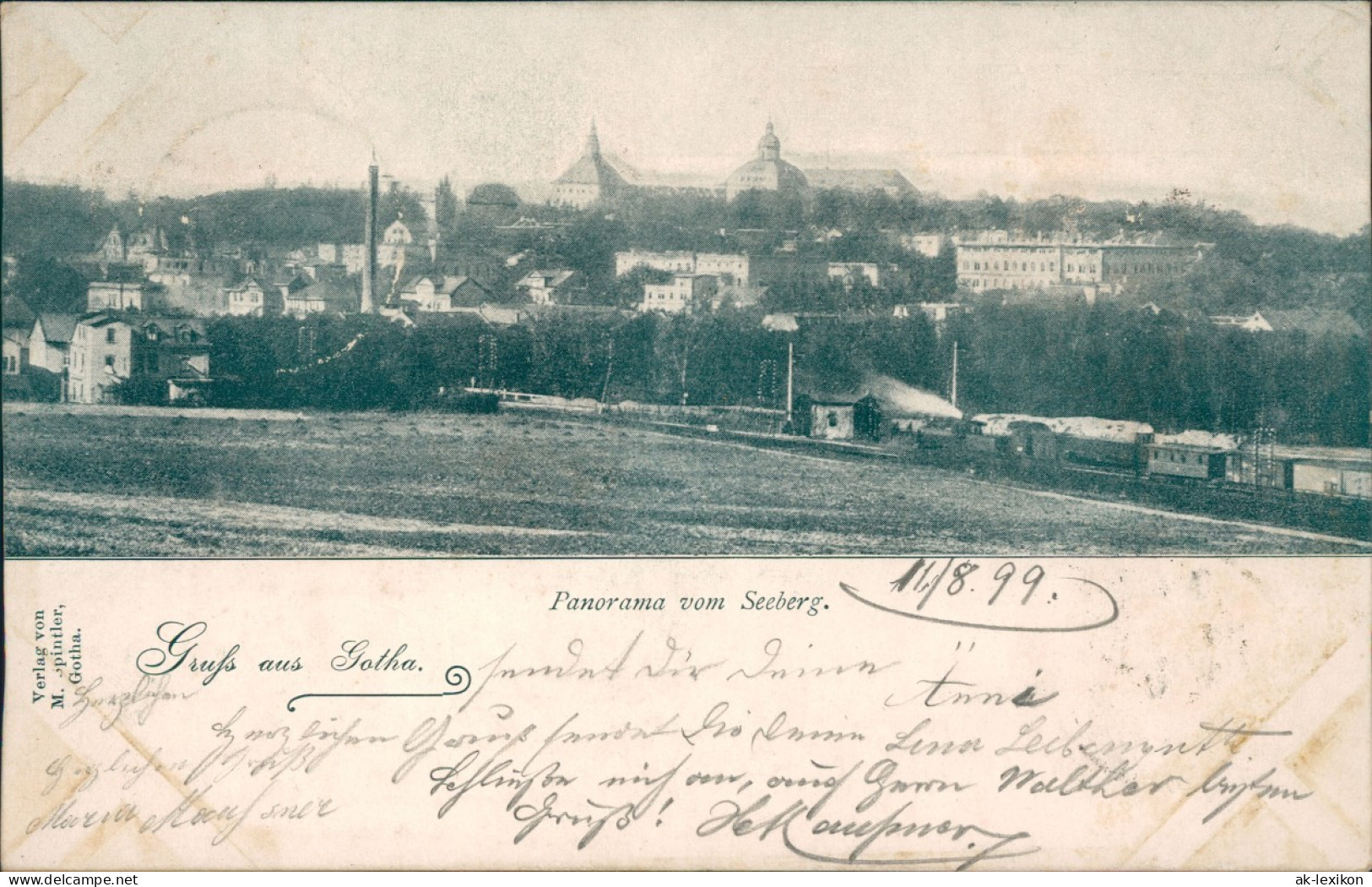 Ansichtskarte Gotha Panorama Vom Seeberg, Dampflokomotive Haltepunkt 1899 - Gotha