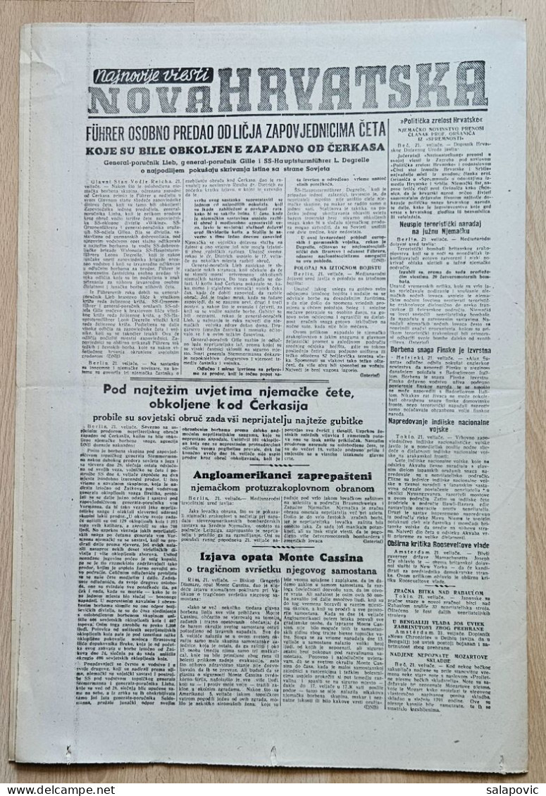 Nova Hrvatska 1944 Br. 44 NDH Croatia Ustasa Newspaper Poglavnik Ante Pavelic Odlikovao Pripadnike Ustaske Vojnice Slunj - Other & Unclassified