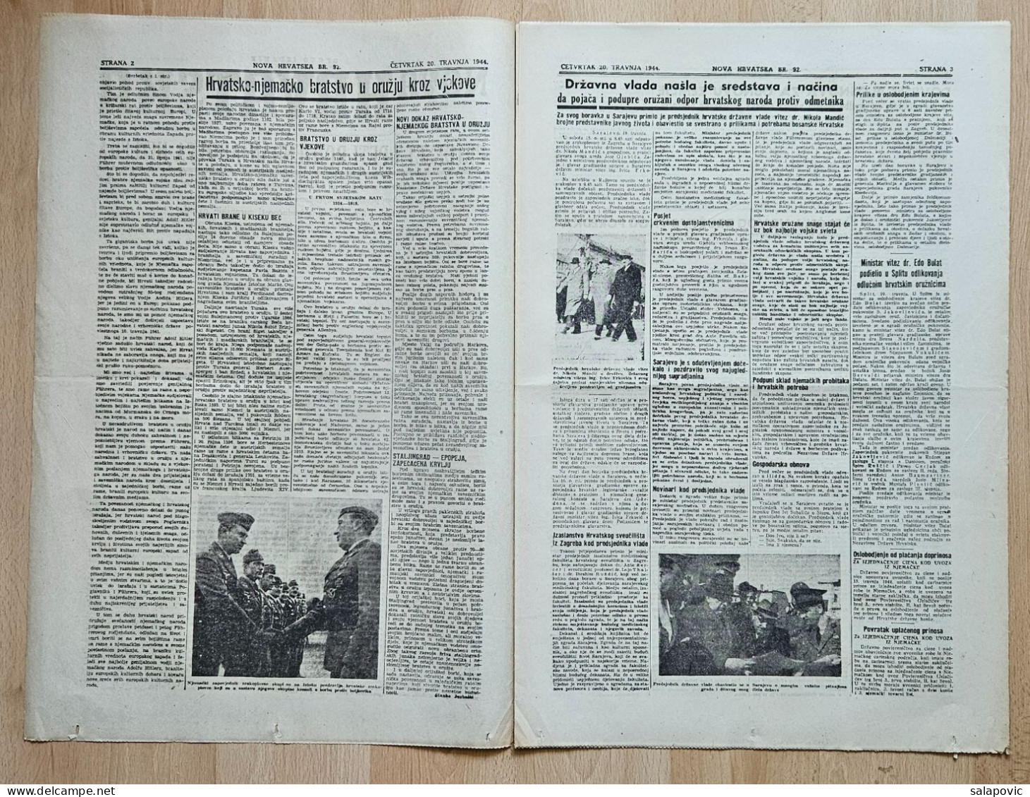 Nova Hrvatska 1944 Br. 92 NDH Croatia Ustasa Newspaper Adolf Hitler 55 Birthday - Autres & Non Classés