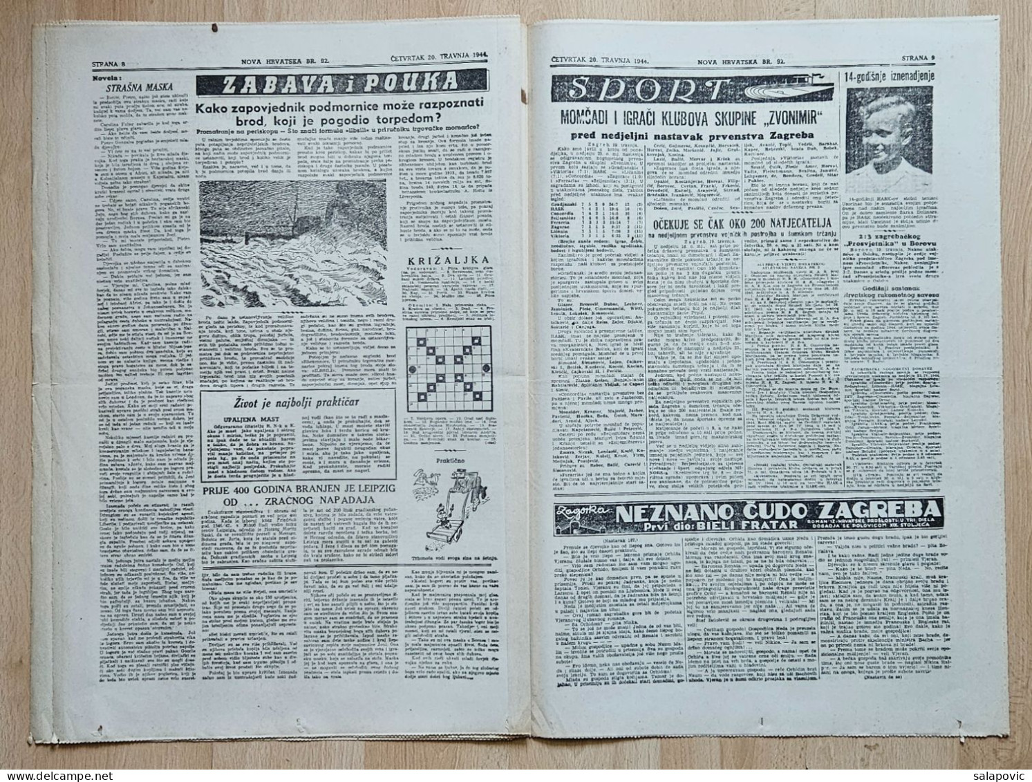 Nova Hrvatska 1944 Br. 92 NDH Croatia Ustasa Newspaper Adolf Hitler 55 Birthday - Autres & Non Classés