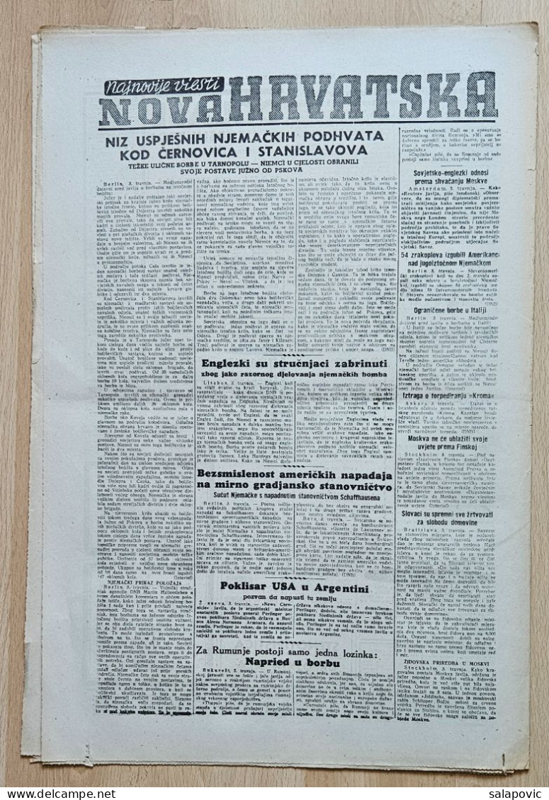 Nova Hrvatska 1944 Br. 80 NDH Croatia Ustasa Newspaper Poglavnik Na Sljemenu, Rafael Boban Crna Legija - Other & Unclassified