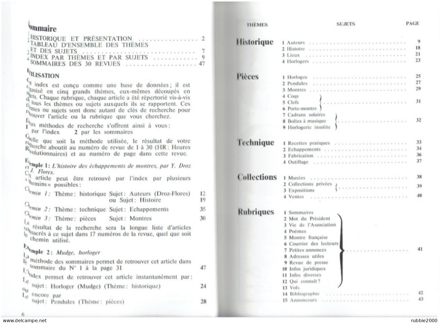 HORLOGERIE ANCIENNE INDEX DES 30 PREMIERS NUMEROS DE LA REVUE 1976 A 1991 - Sonstige & Ohne Zuordnung