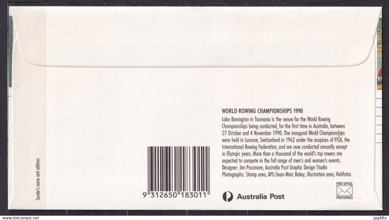AUSTRALIA.1990/Lake Barrington, World Rowing Championships Tasmania/illustrated PS Envelope. - Briefe U. Dokumente