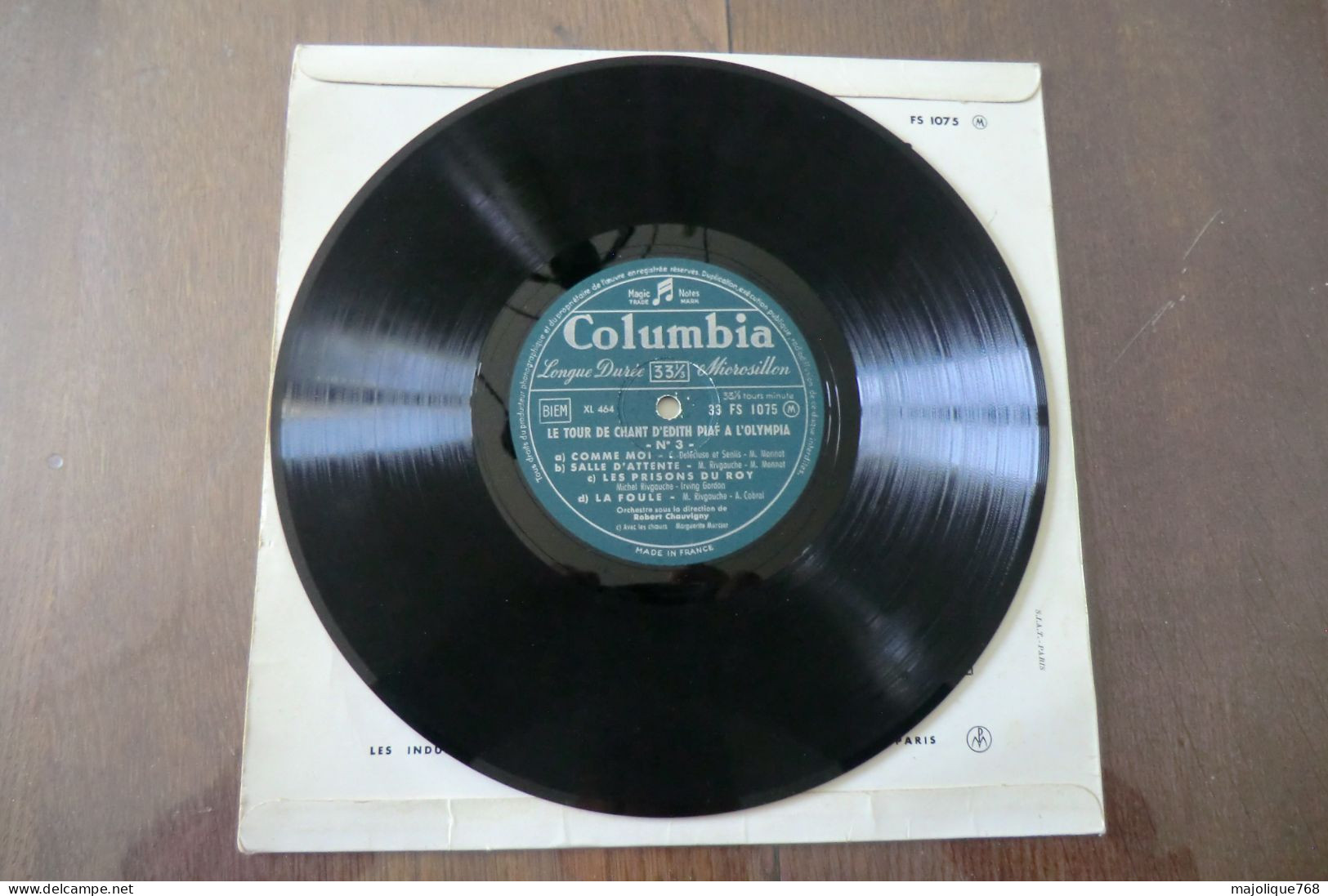 Disque 25 CM - Edith Piaf à L'Olympia N°3 - Columbia FS 1075 M - France 1958 - Disco & Pop