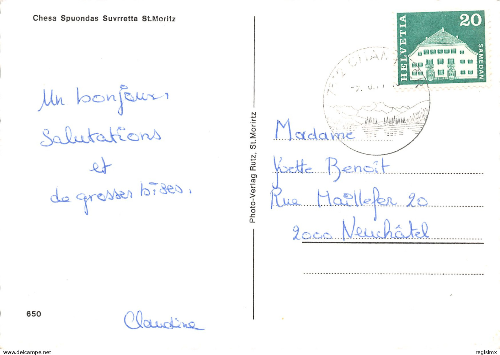 ET-SUISSE SAINT MORITZ OBLITERATION-N°TB3554-A/0321 - Sankt Moritz
