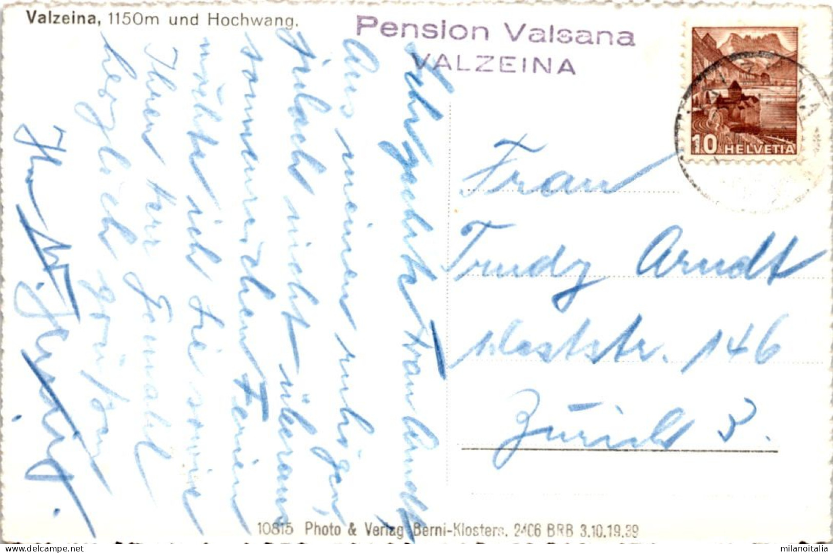 Valzeina Und Hochwang (10815) * Karte Von 1939 - Valzeina