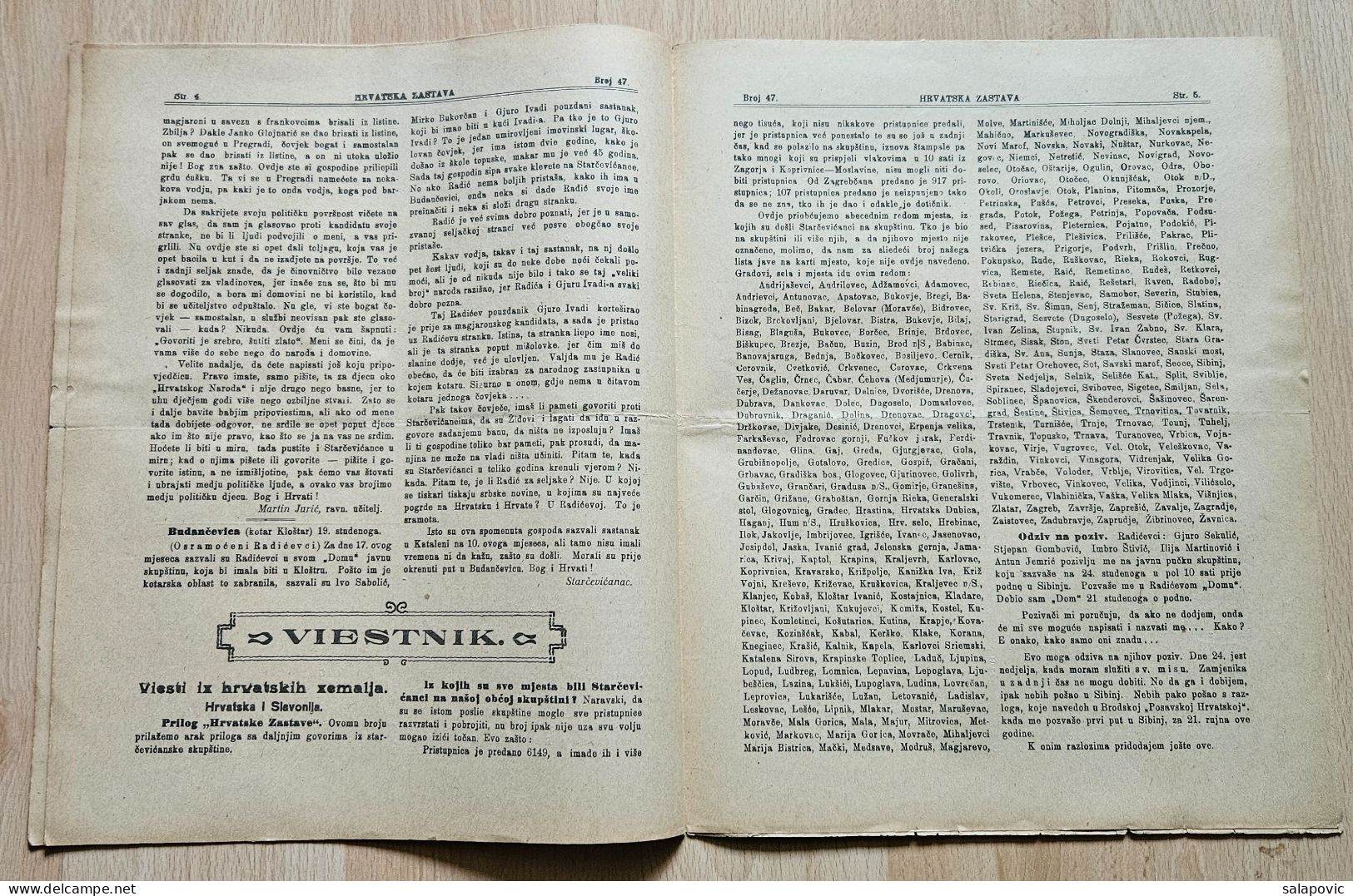 Hrvatska Zastava Pucke Novine Starceviceve Hrvatske Stranke Prava 1908 Br. 47  Croatia Ante Starcevic Newspaper - Other & Unclassified