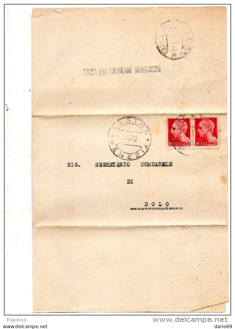 1946 LETTERA CON ANNULLO  MESTRE VENEZIA - Marcophilia