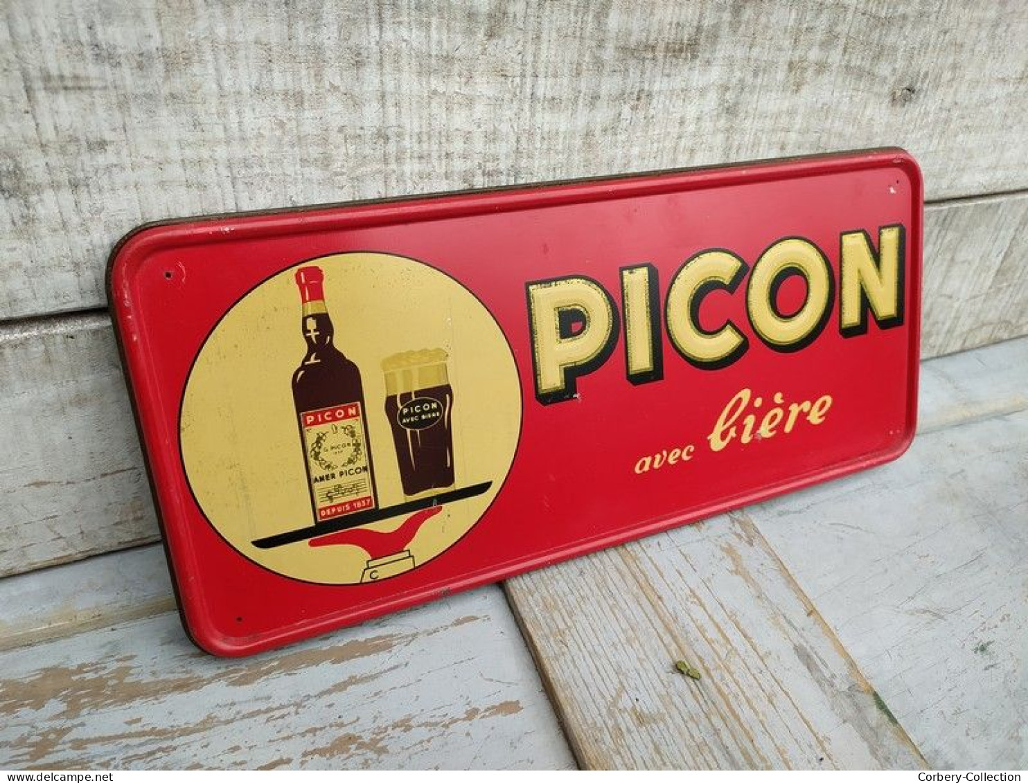 Ancienne Plaque Tôle Publicitaire Picon Bière - Liquor & Beer