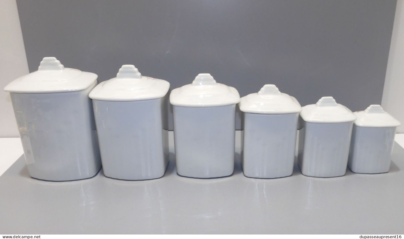 - 6 POTS A EPICES PORCELAINE Française Fabrication ARTISANALE XXe déco Cuisine    E