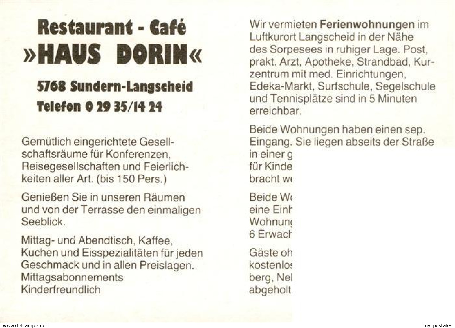 73912998 Langscheid Sorpesee Ferienwohnungen Haus Dorin Restaurant Gastraeume - Sundern