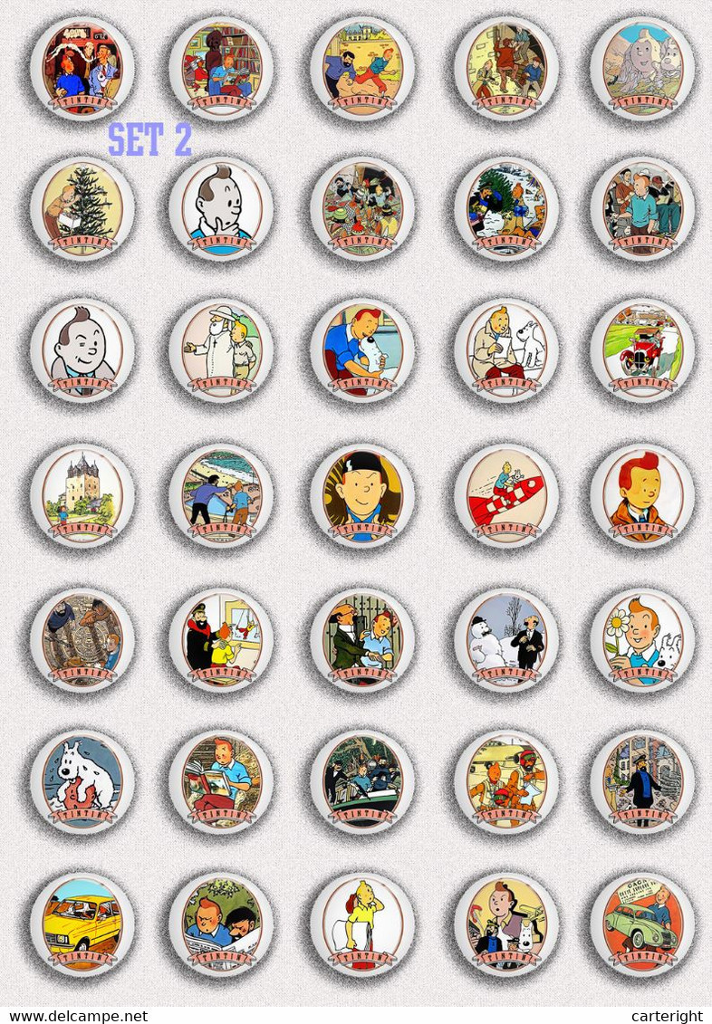 210 X TINTIN BADGE BUTTON PIN SET 5 (1inch/25mm Diameter) - Pins