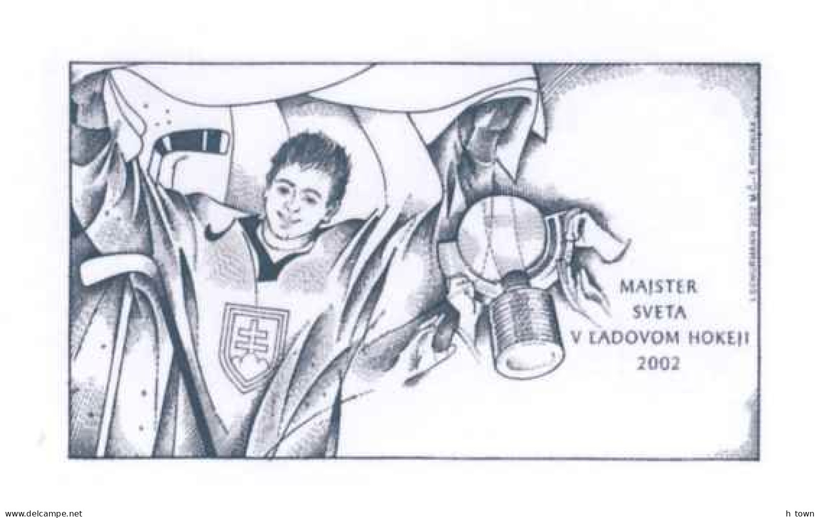 952  Slovakie, Champion Du Monde Hockey Sur Glace, 2002: épreuve De Luxe - Black Print, Ice Hockey. Proof - Jockey (sobre Hielo)