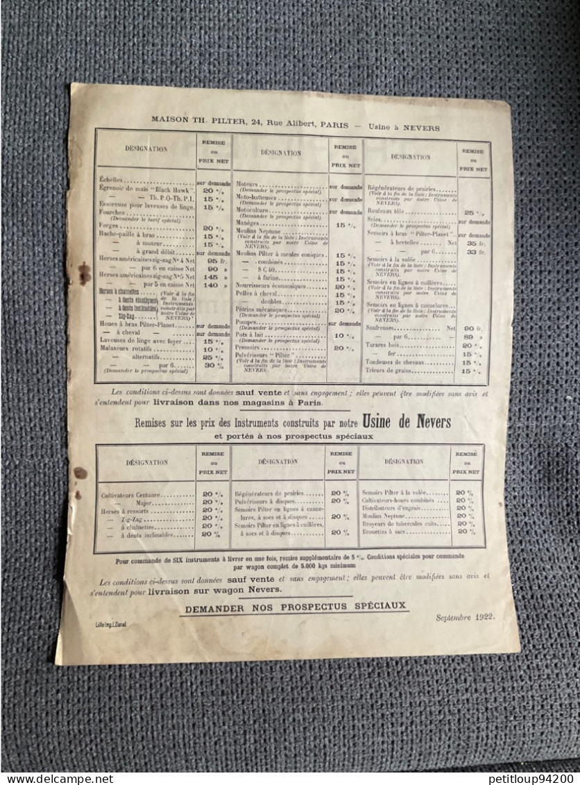 556 DOCUMENT Commercial TH.PILTER  Saisons d’Automne et d’Hiver  NEVERS  1922-1923