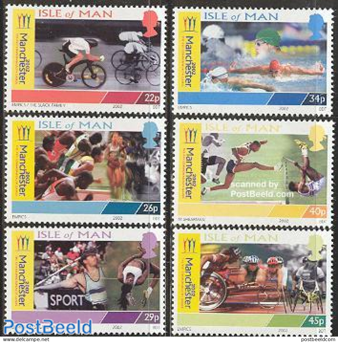 Isle Of Man 2002 Commonwealth Games 6v, Mint NH, Sport - Athletics - Cycling - Sport (other And Mixed) - Swimming - Atletismo