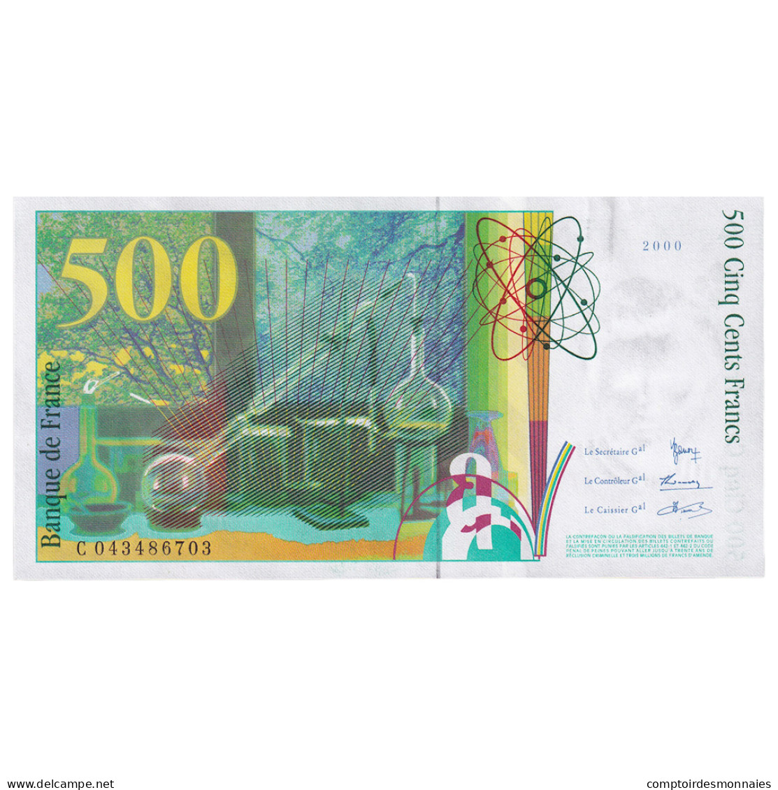 France, 500 Francs, Pierre Et Marie Curie, 2000, C043486703, SPL, Fayette:76.5 - 500 F 1994-2000 ''Pierre Et Marie Curie''