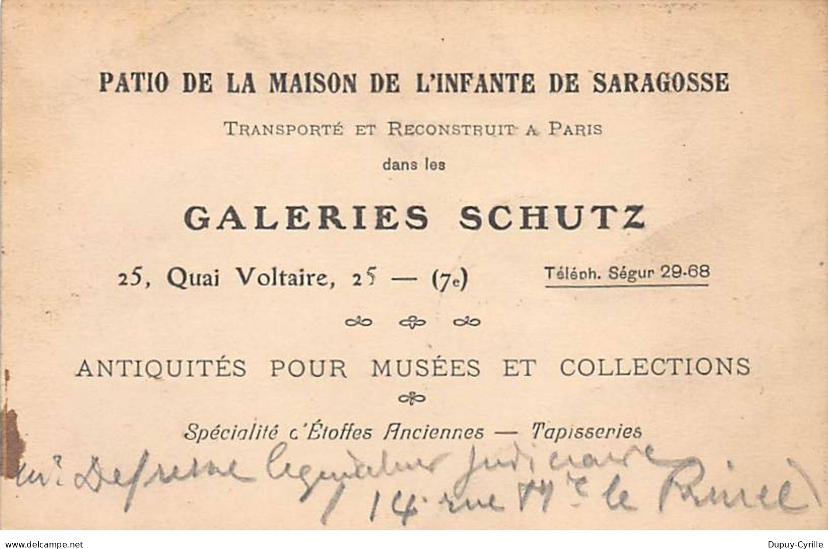 PARIS - Patio De La Maison De L'Infante De Saragosse - Galeries Schutz - Quai Voltaire - Très Bon état - Arrondissement: 07