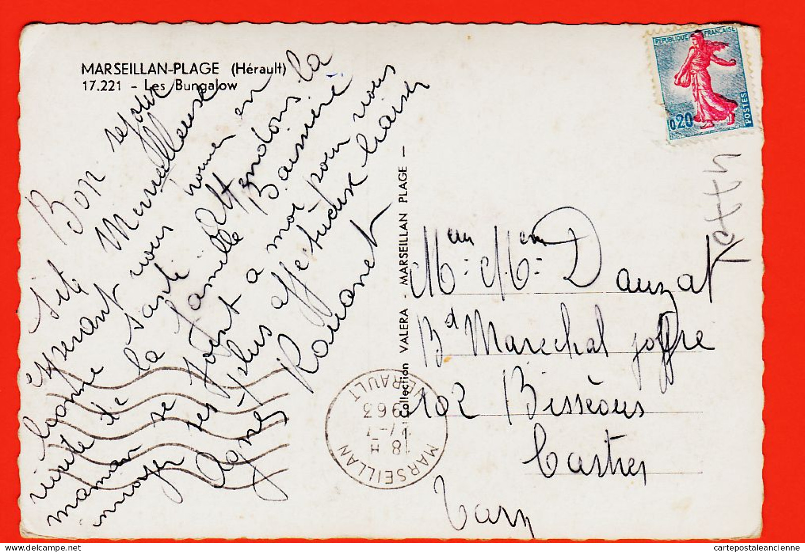 39381 / ⭐ MARSEILLAN-PLAGE 34-Hérault Les BUNGALOW 1963 De ROUANET à DAUZAT 102 Bd Maréchal Joffre Bisséous Castres - Marseillan