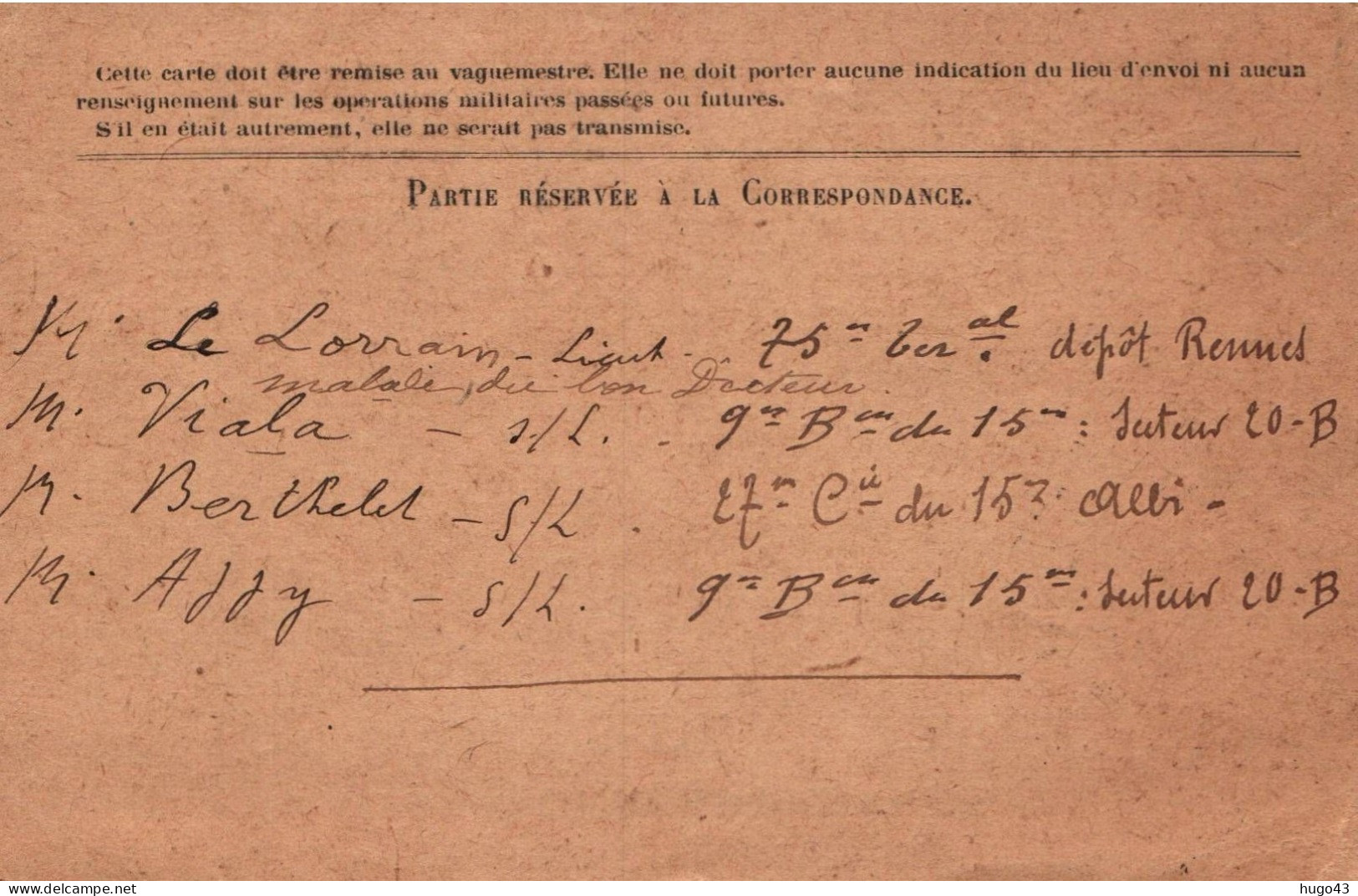 (RECTO / VERSO) CARTE CORRESPONDANCE DES ARMEES DE LA REPUBLIQUE EN 1917 - CACHET MILITAIRE - Briefe U. Dokumente