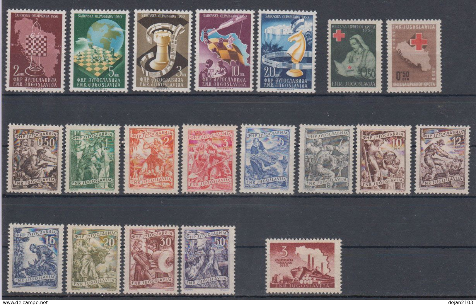 Yugoslavia Tito,partizans,airplanes,ships,chess,industry COMPLETE YEAR SET 46 Stamps 1950 MNH ** - Nuevos