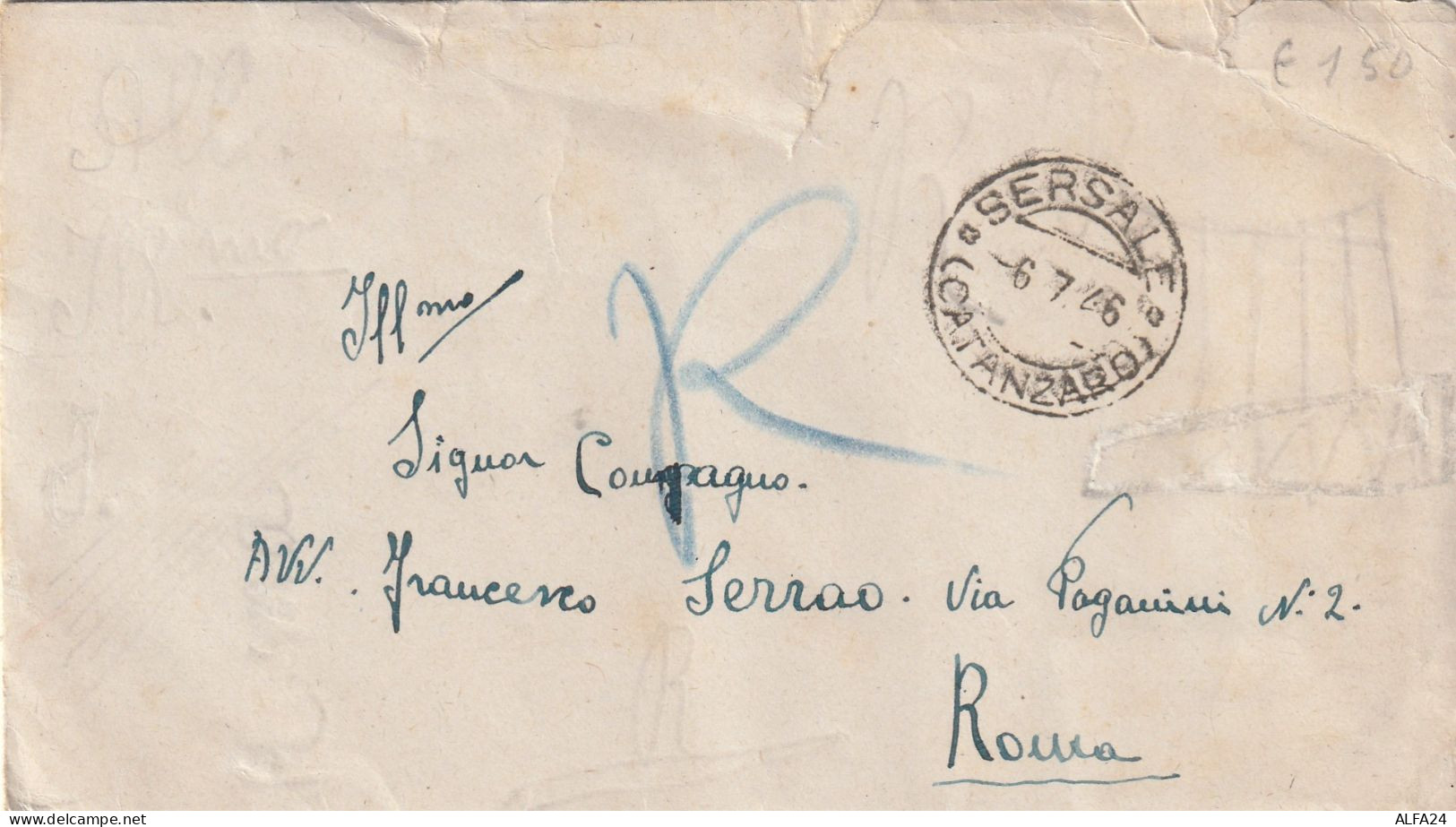 LETTERA 1946 9X30 LUOG+10 REP TIMBRO CATANZARO SERSALE (YK2396 - Marcophilia