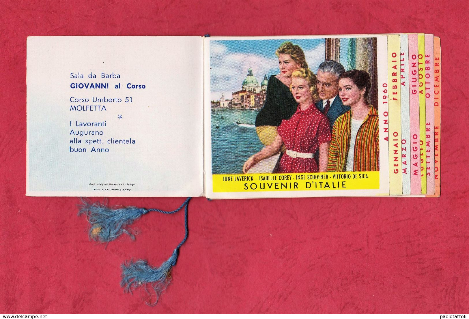 Calendarietto Da Barbiere , Barner Shop Calendar, 1960- Carosello Films- Ed. Sala Da Barba Giovanni Al Corso, Molfetta. - Klein Formaat: 1941-60