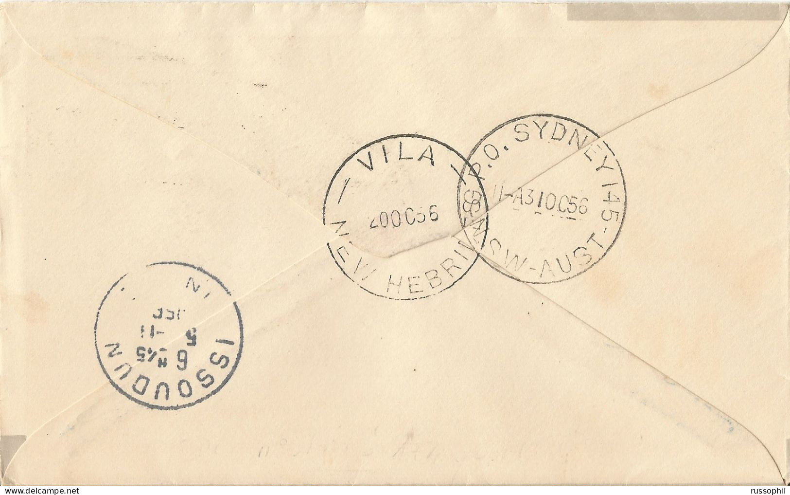 NEW HEBRIDES -  85 CENT. FRANKING (Yv. #171 TO Yv. #174) ON ILLUSTRATED REGISTERED FDC COVER TO FRANCE - 1956 - Lettres & Documents